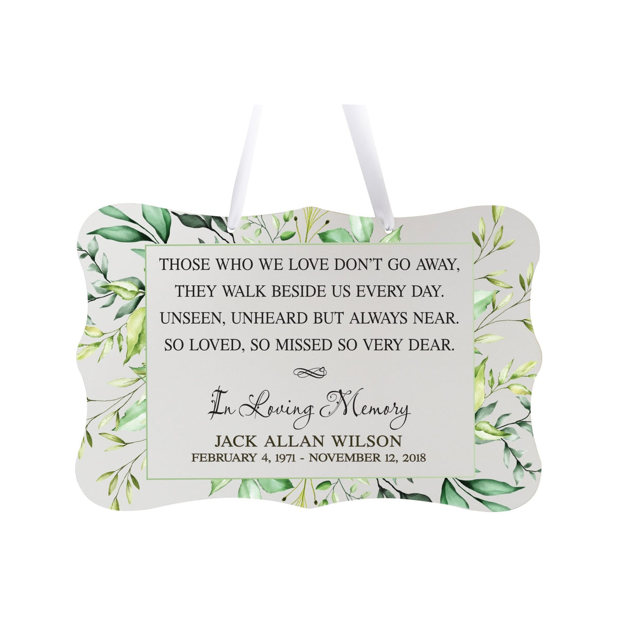 Personalized Inspiring Memorial Scalloped Ribbon Sign 8x12in - Those who we love - LifeSong Milestones