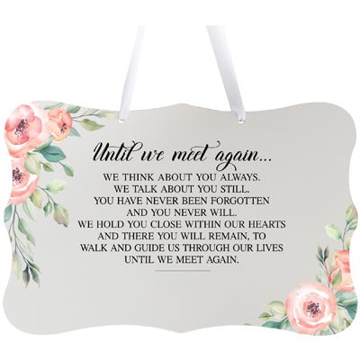Personalized Inspiring Memorial Scalloped Ribbon Sign 8x12in - Until we meet - LifeSong Milestones