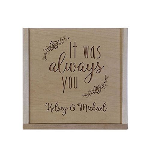 Personalized It Was Always You Wooden Wedding Card Box with Sliding Top - LifeSong Milestones