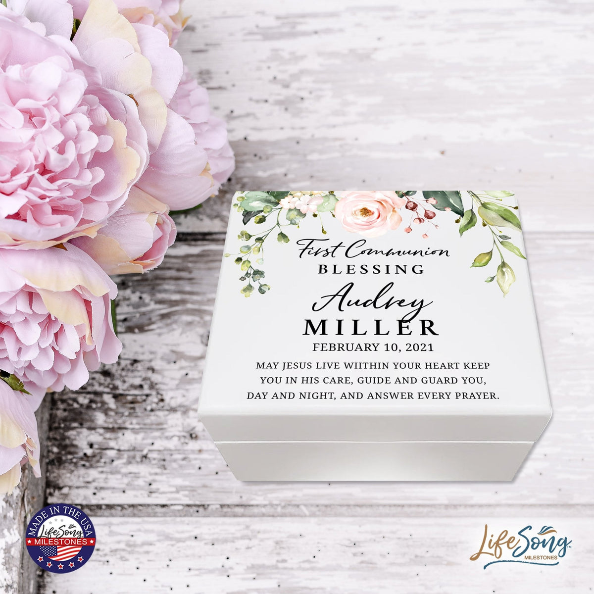 Lifesong Milestones Personalized First Holy Communion Keepsake Jewelry Box Gift for Girls