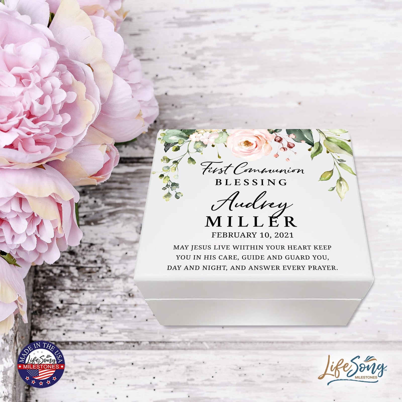 Lifesong Milestones Personalized First Holy Communion Keepsake Jewelry Box Gift for Girls