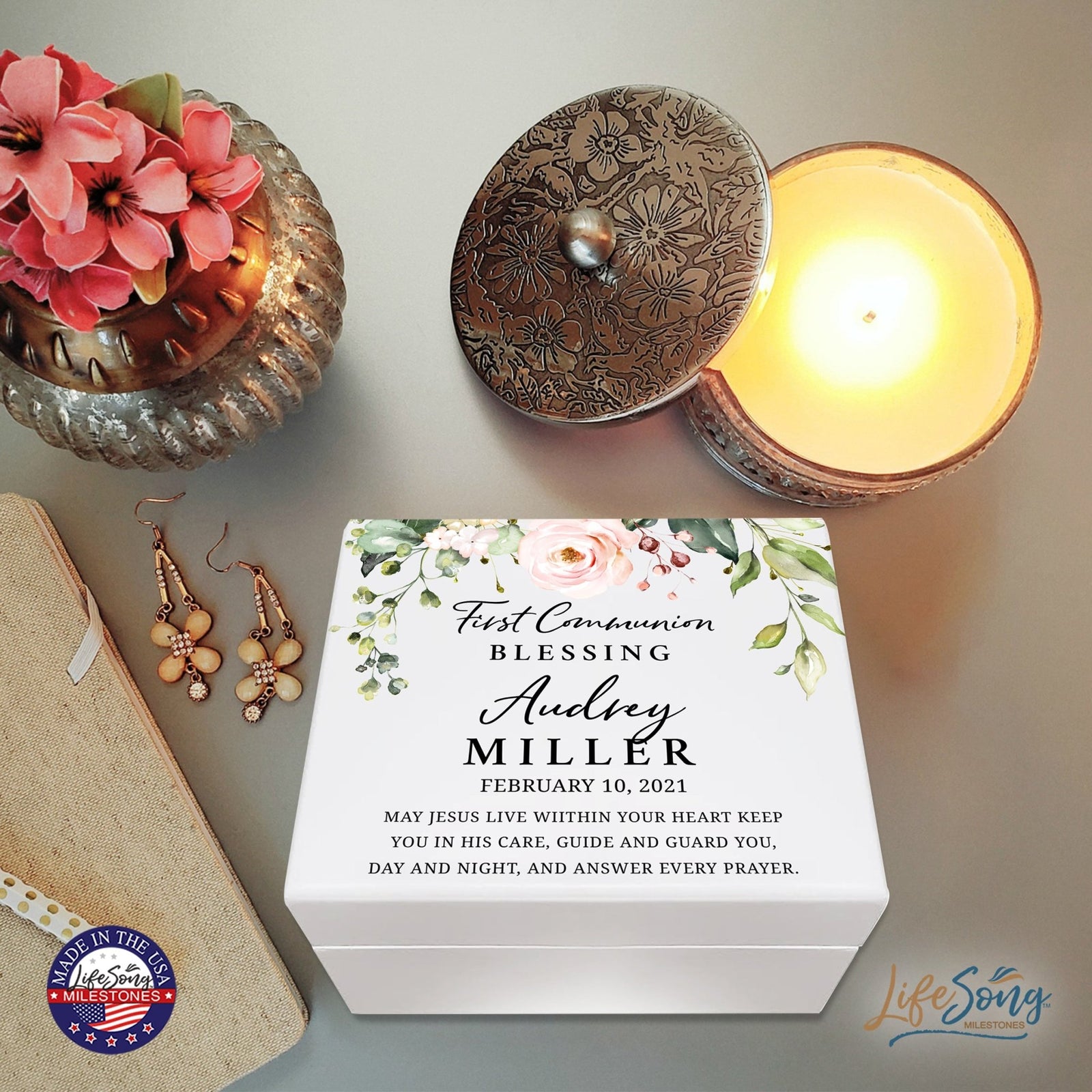 Lifesong Milestones Jewelry Keepsake Box with inset mirror for Girls