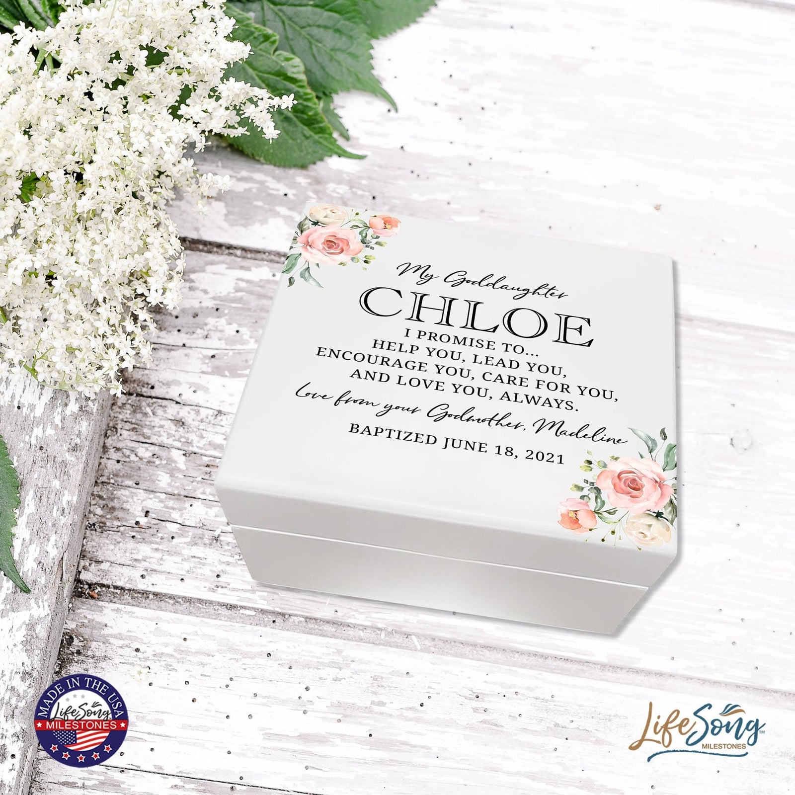 Lifesong Milestones Personalized Baptism Keepsake Jewelry Box Gift for Goddaughter