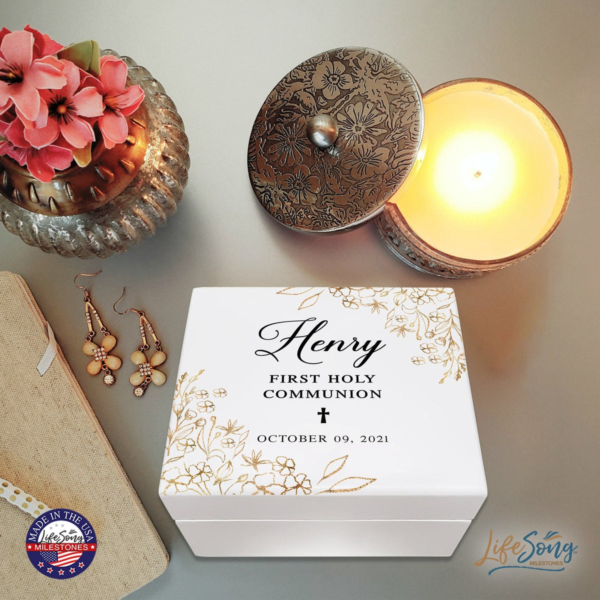 Lifesong Milestones Personalized First Holy Communion Keepsake Jewelry Box Gift for Boys