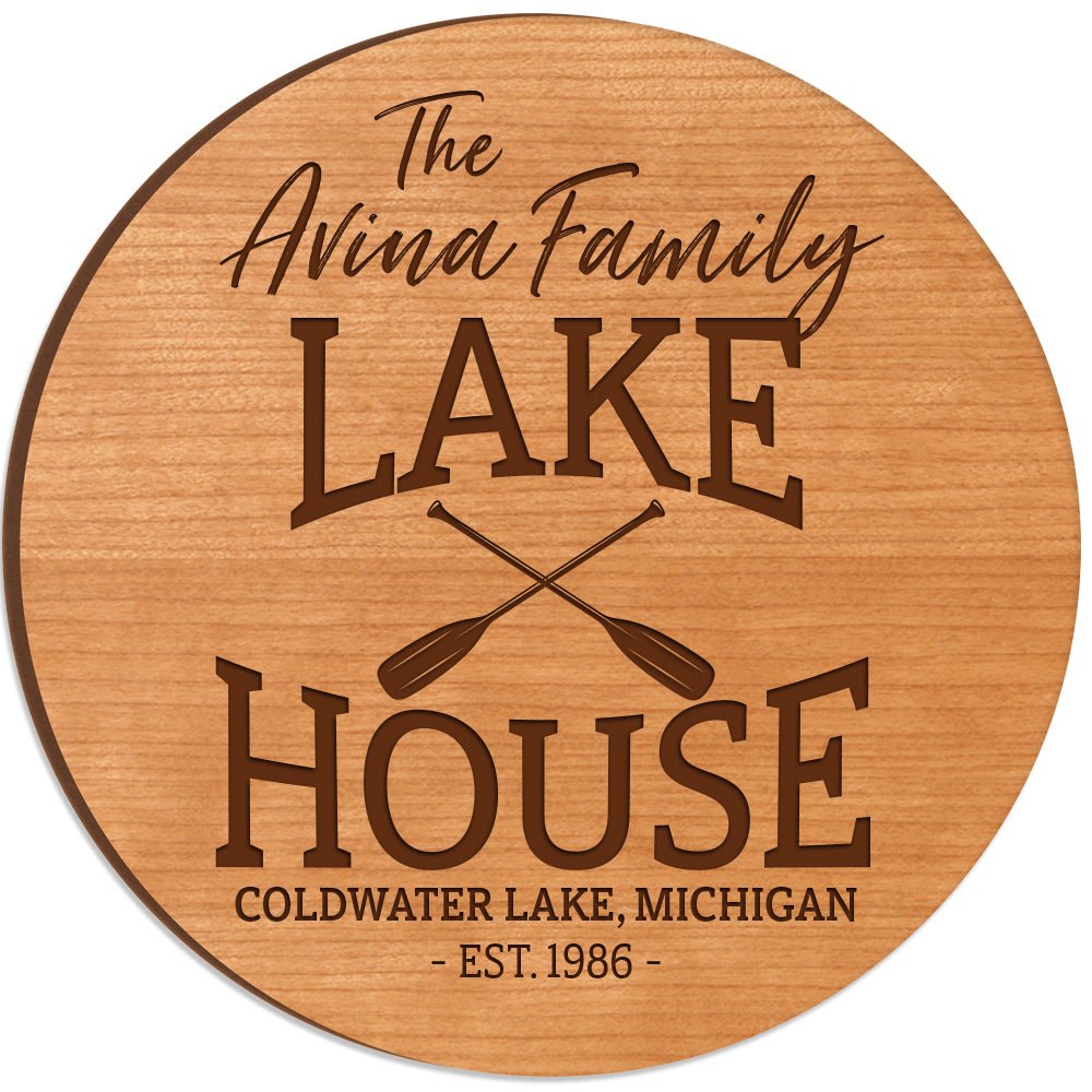 Personalized Lazy Susan Lake House With Paddles - LifeSong Milestones