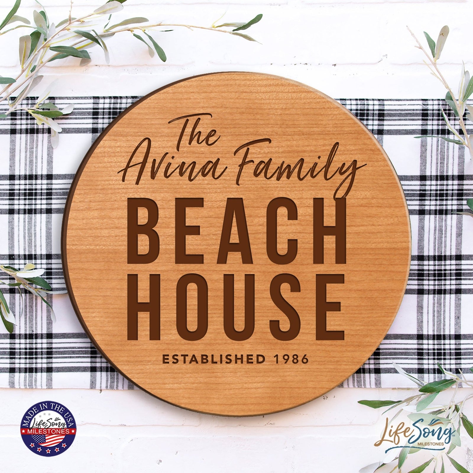 Personalized Lazy Susan With Established Year of Family - LifeSong Milestones