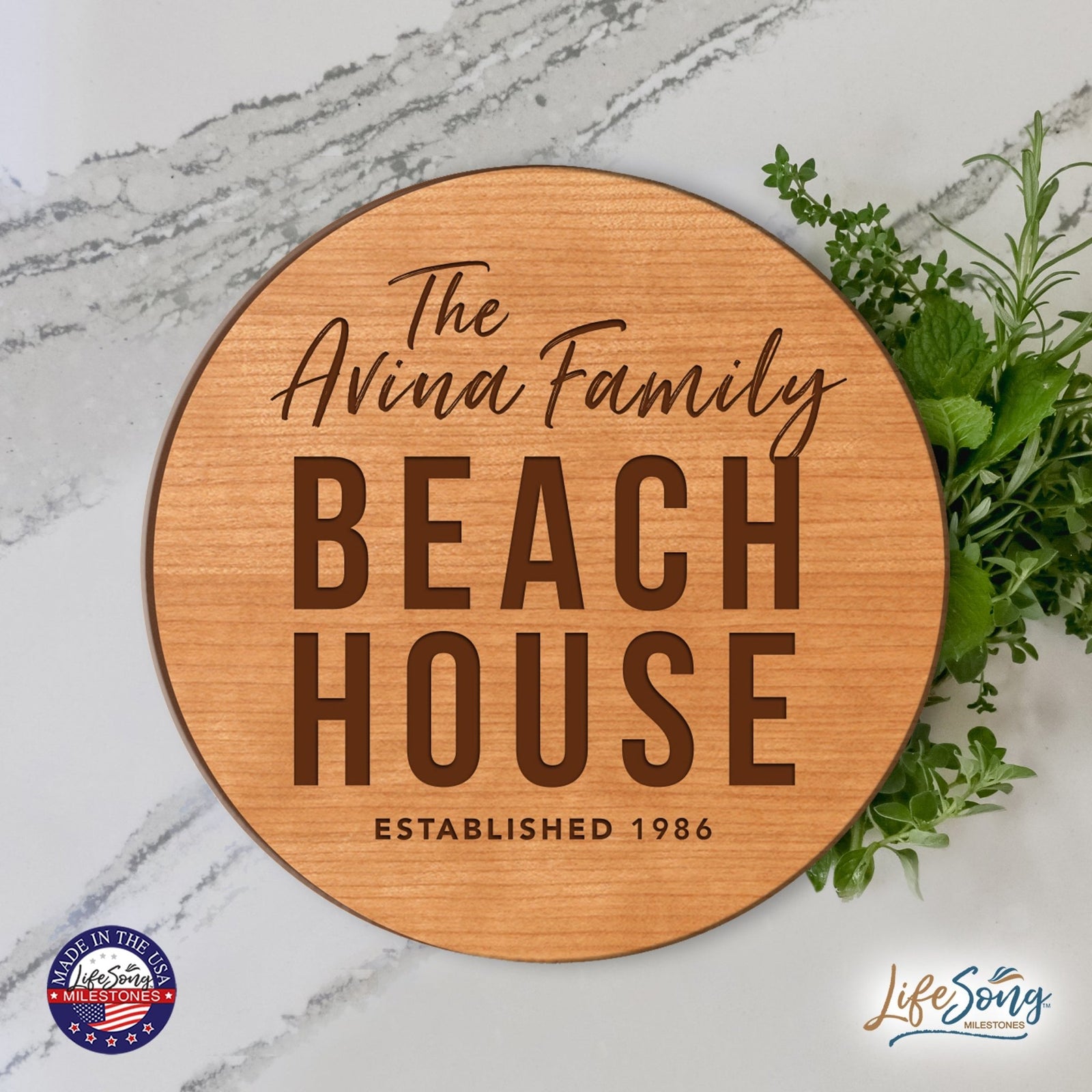 Personalized Lazy Susan With Established Year of Family - LifeSong Milestones