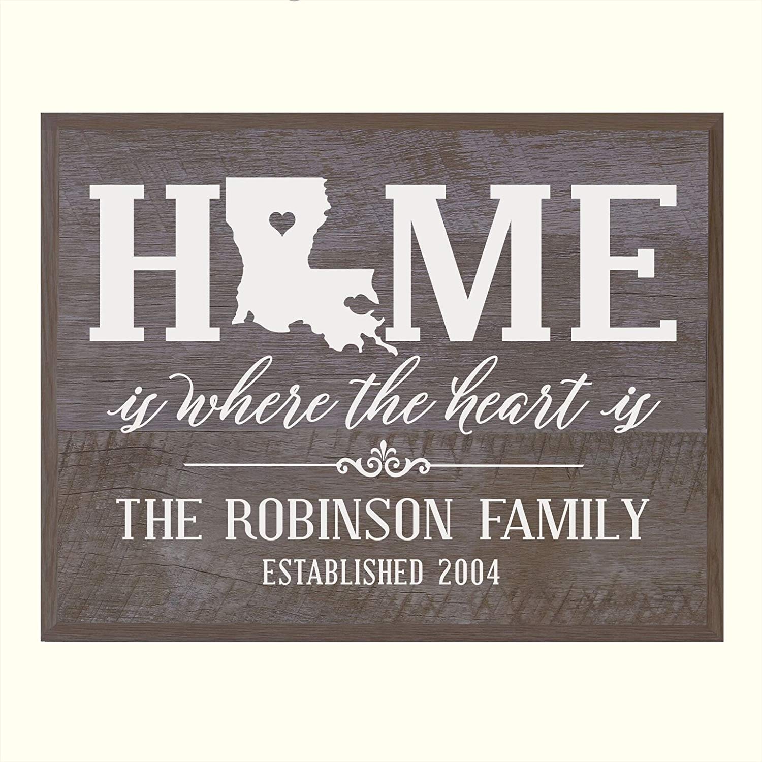 Personalized Louisiana State Home is Where the heart is Sign - LifeSong Milestones