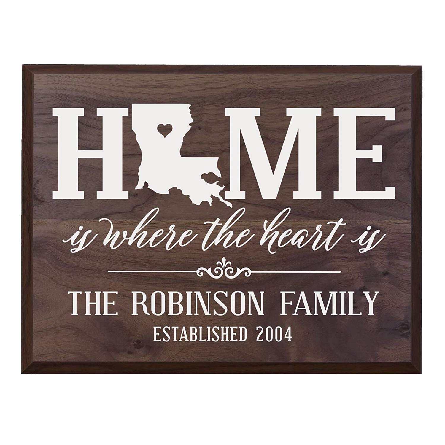 Personalized Louisiana State Home is Where the heart is Sign - LifeSong Milestones