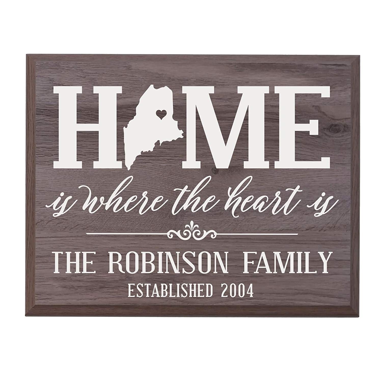 Personalized Maine State Home is Where the heart is Sign - LifeSong Milestones