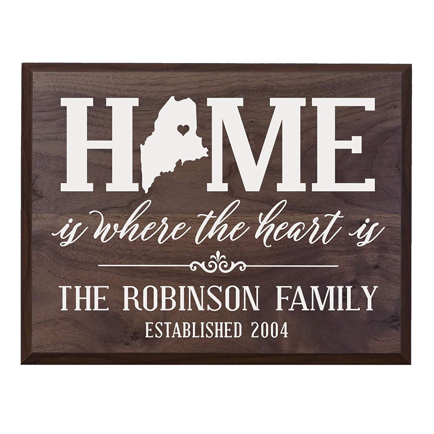 Personalized Maine State Home is Where the heart is Sign - LifeSong Milestones