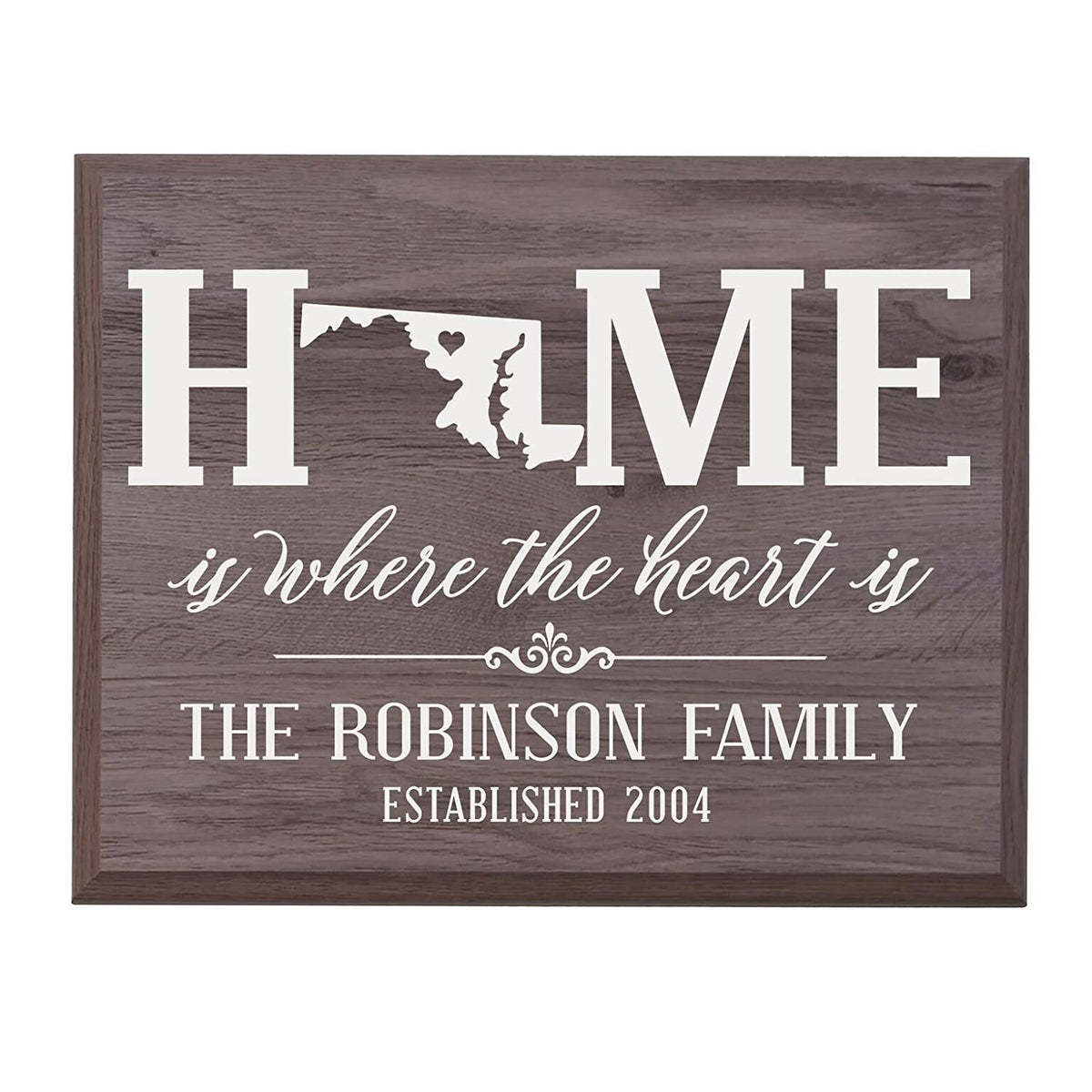 Personalized Maryland State Home is Where the heart is Sign - LifeSong Milestones