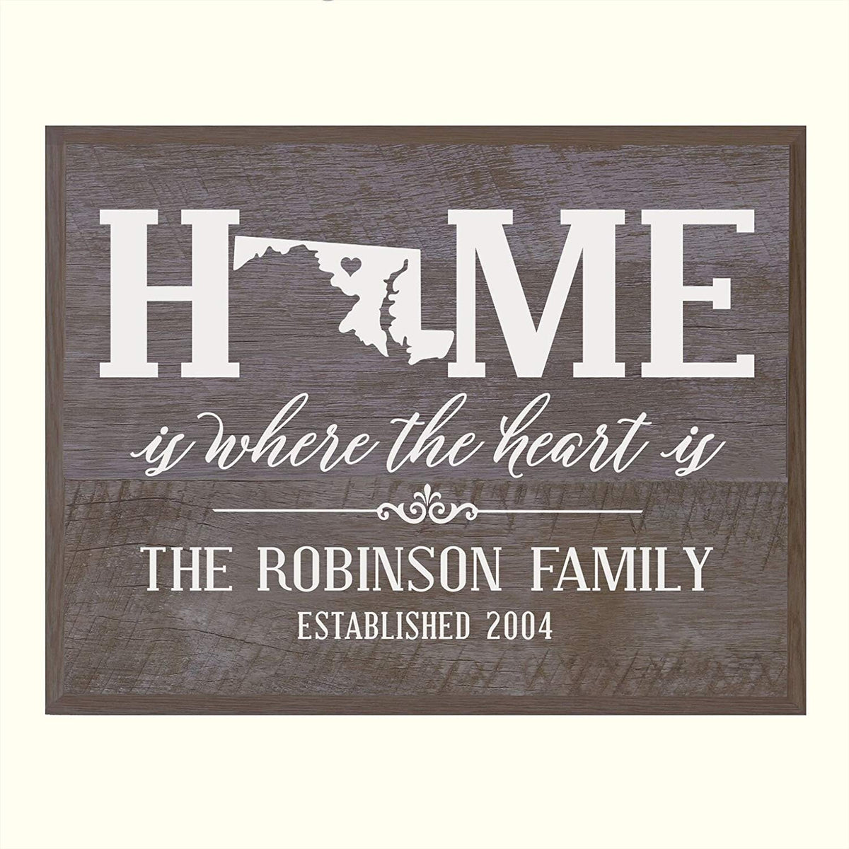Personalized Maryland State Home is Where the heart is Sign - LifeSong Milestones