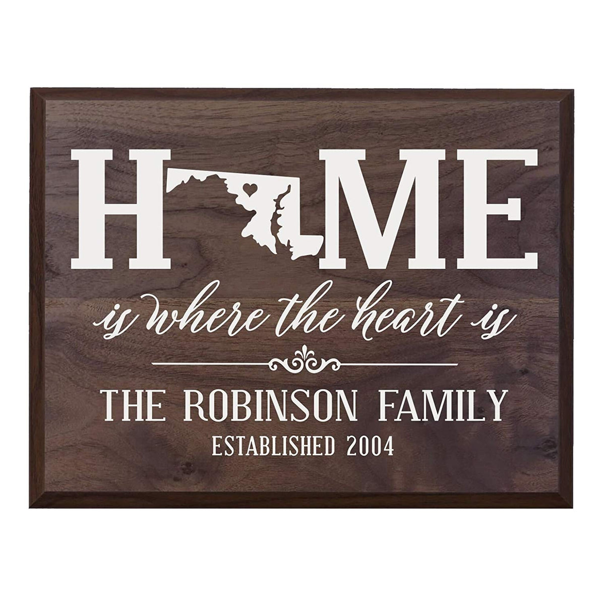 Personalized Maryland State Home is Where the heart is Sign - LifeSong Milestones