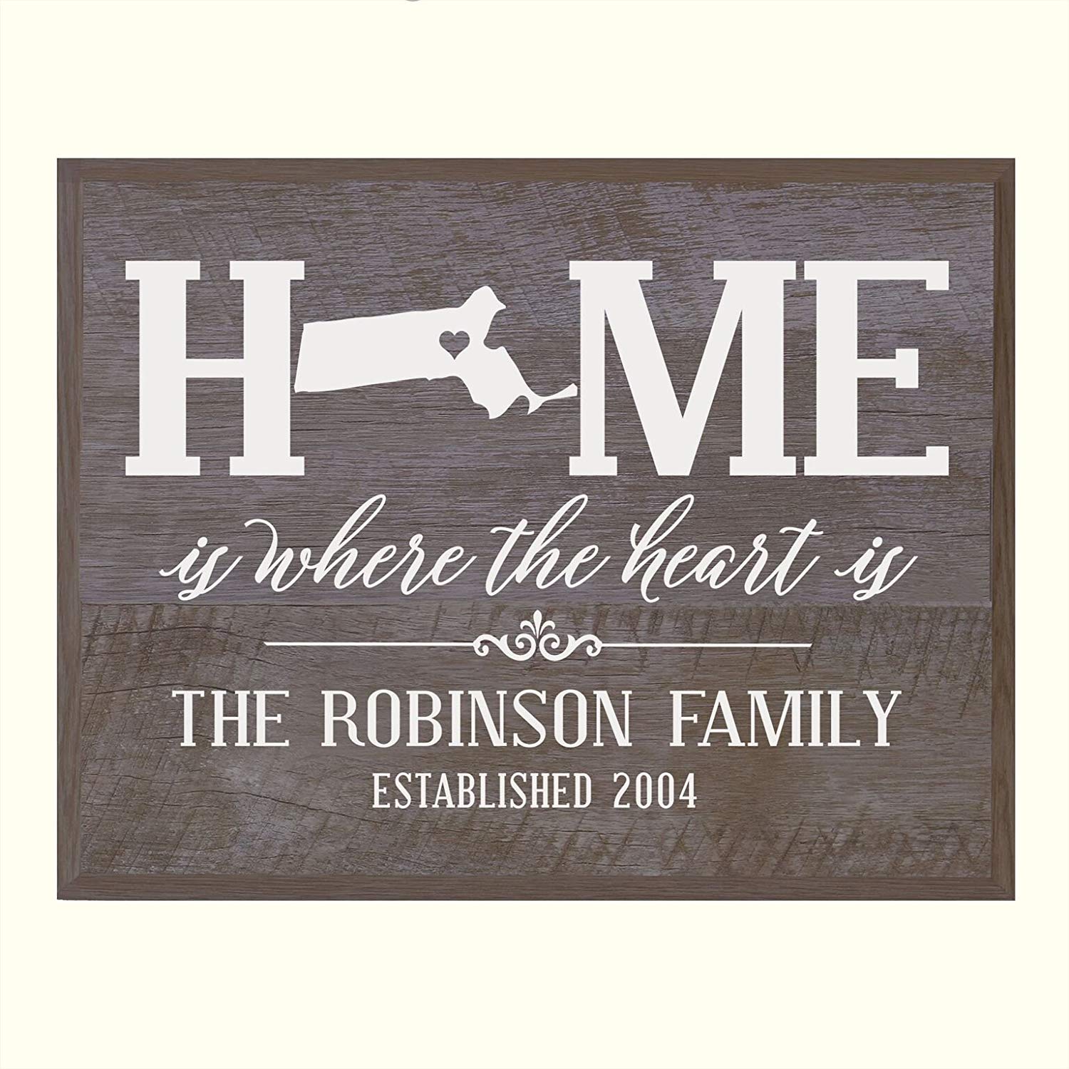 Personalized Massachusetts State Home is Where the heart is Sign - LifeSong Milestones