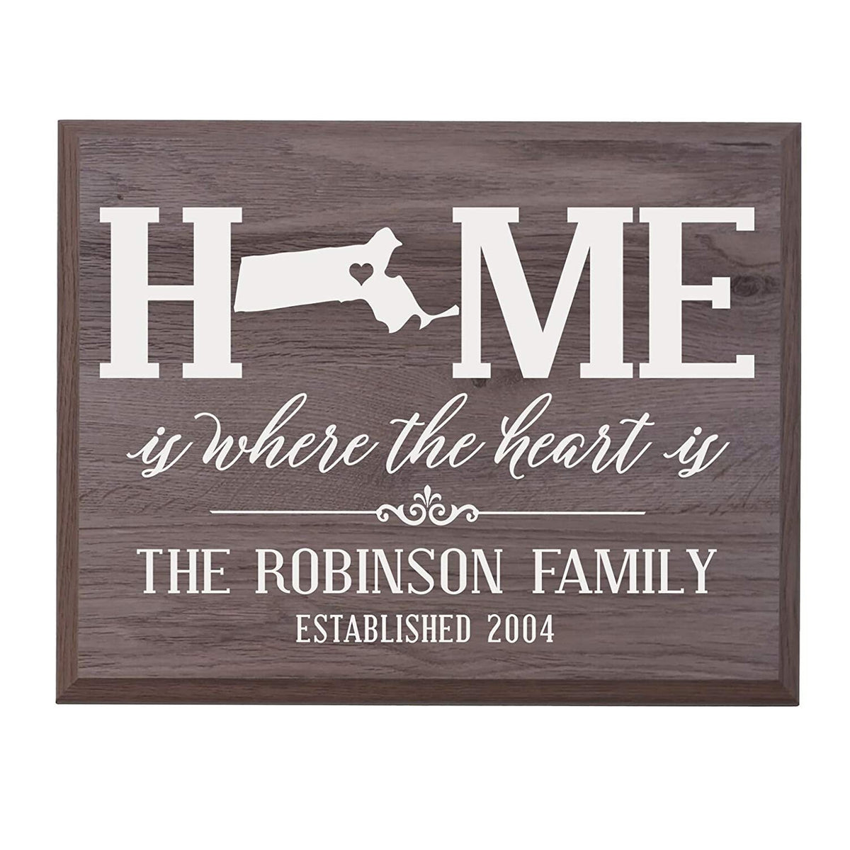 Personalized Massachusetts State Home is Where the heart is Sign - LifeSong Milestones