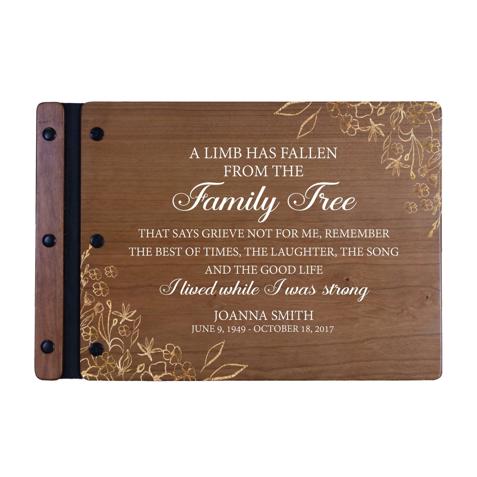 Personalized Medium Wooden Memorial Guestbook 12.375x8.5 - A Limb Has Fallen (Song) - LifeSong Milestones