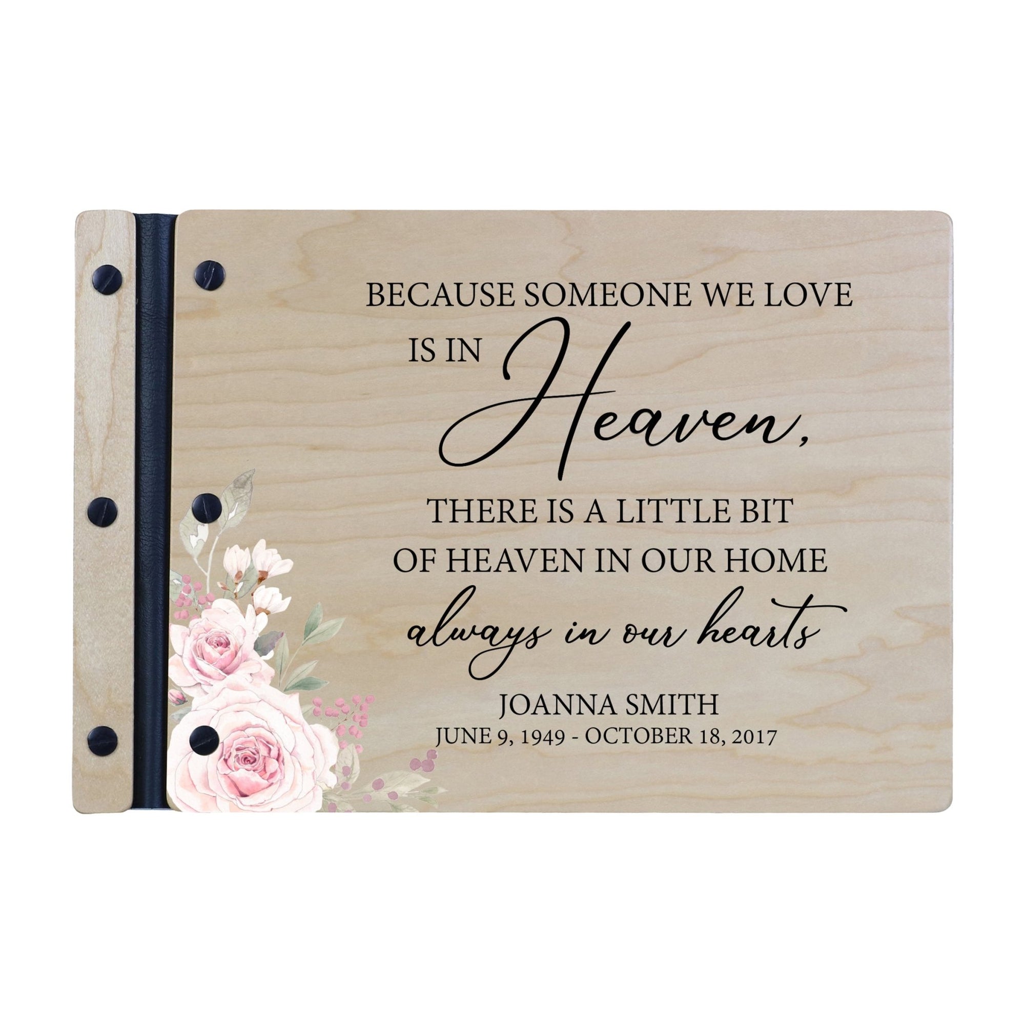 Personalized Medium Wooden Memorial Guestbook 12.375x8.5 - Because Someone We Love (Ivory) - LifeSong Milestones