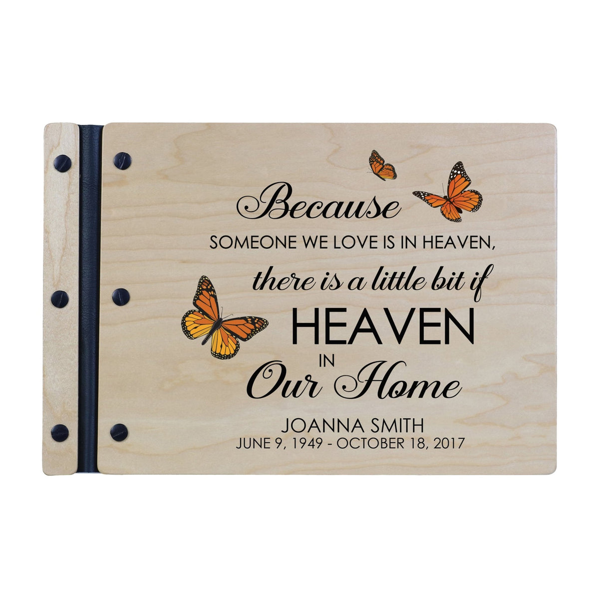 Personalized Medium Wooden Memorial Guestbook 12.375x8.5 - Because Someone We Love (Ivory) - LifeSong Milestones