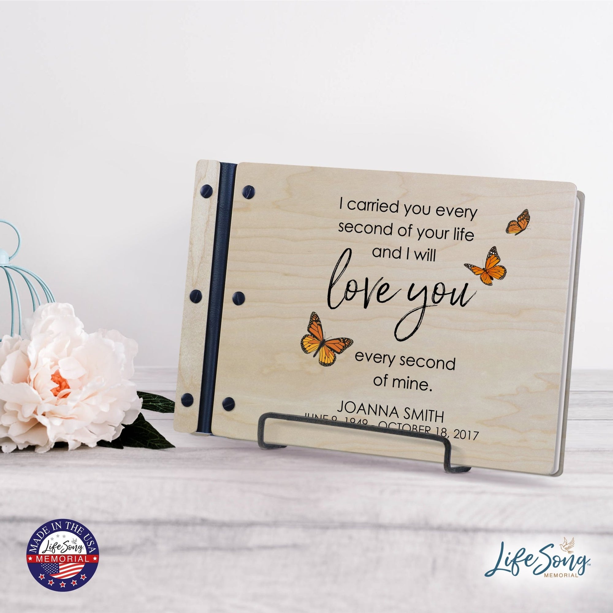 Personalized Medium Wooden Memorial Guestbook 12.375x8.5 - I Carried You - LifeSong Milestones