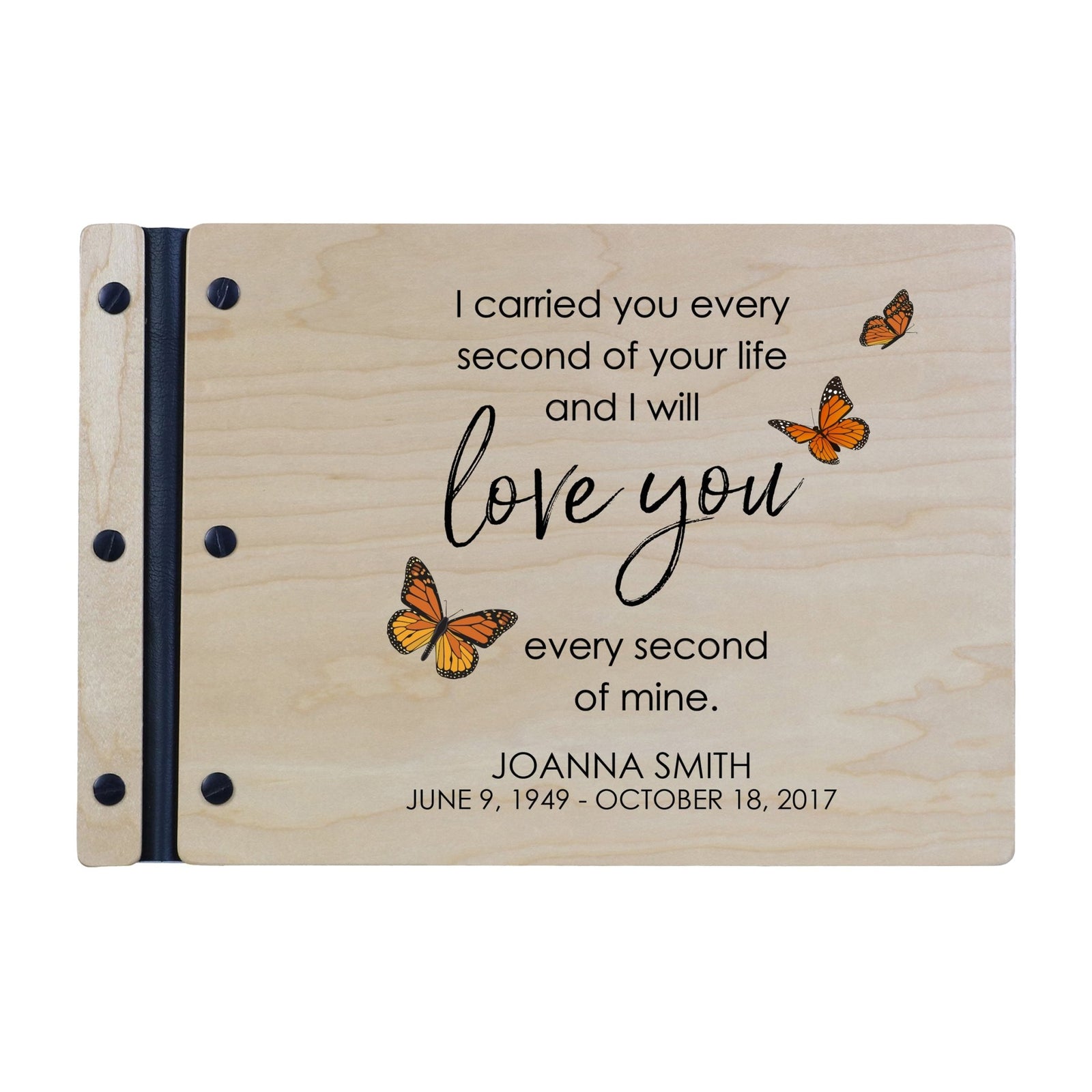 Personalized Medium Wooden Memorial Guestbook 12.375x8.5 - I Carried You - LifeSong Milestones