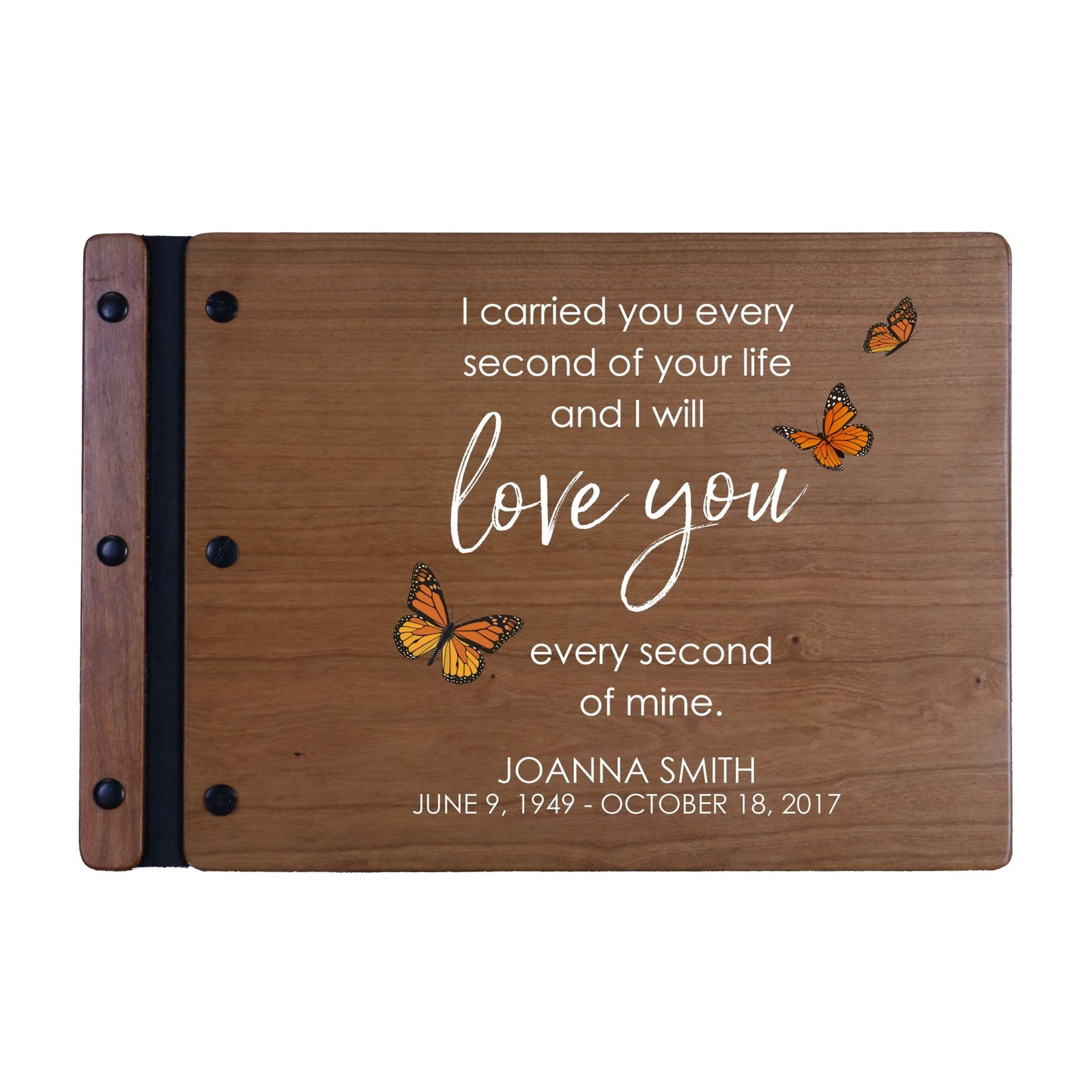 Personalized Medium Wooden Memorial Guestbook 12.375x8.5 - I Carried You - LifeSong Milestones