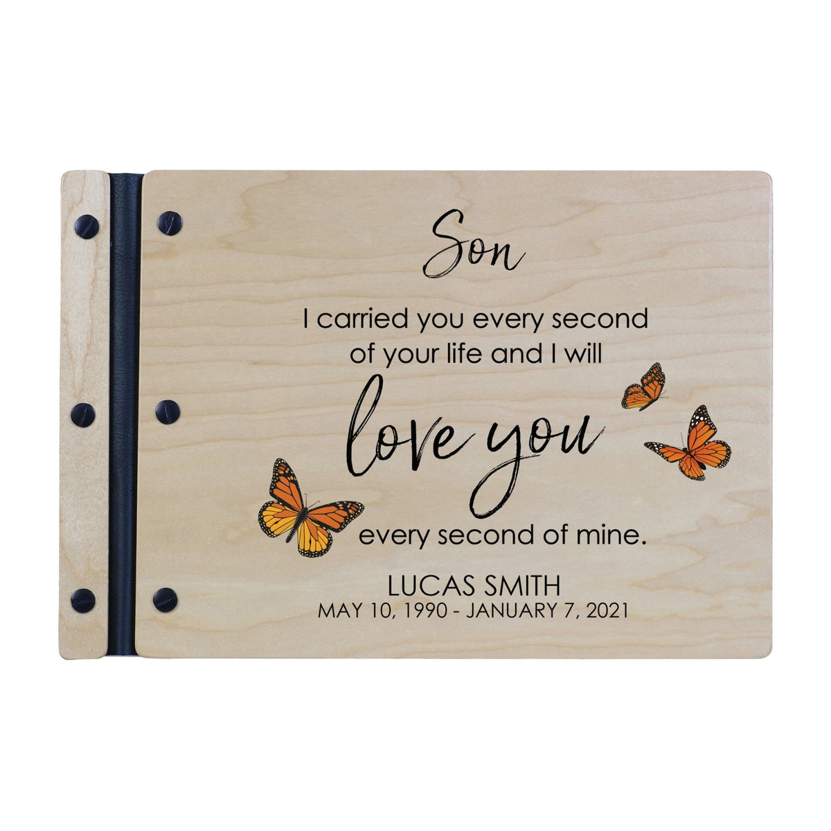 Personalized Medium Wooden Memorial Guestbook 12.375x8.5 - I Carried You Every Second (Ivory) - LifeSong Milestones