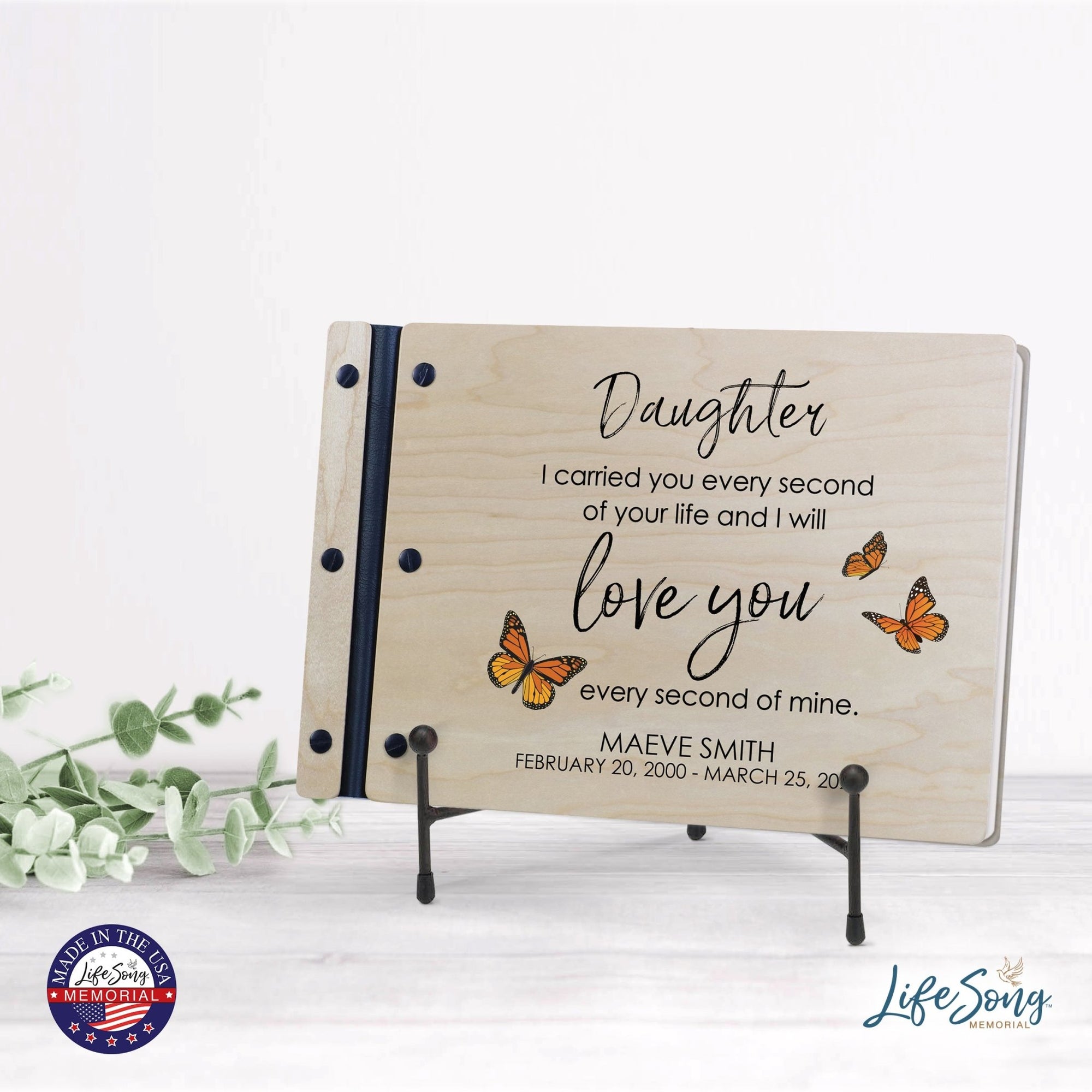 Personalized Medium Wooden Memorial Guestbook 12.375x8.5 - I Carried You Every Second (Ivory) - LifeSong Milestones