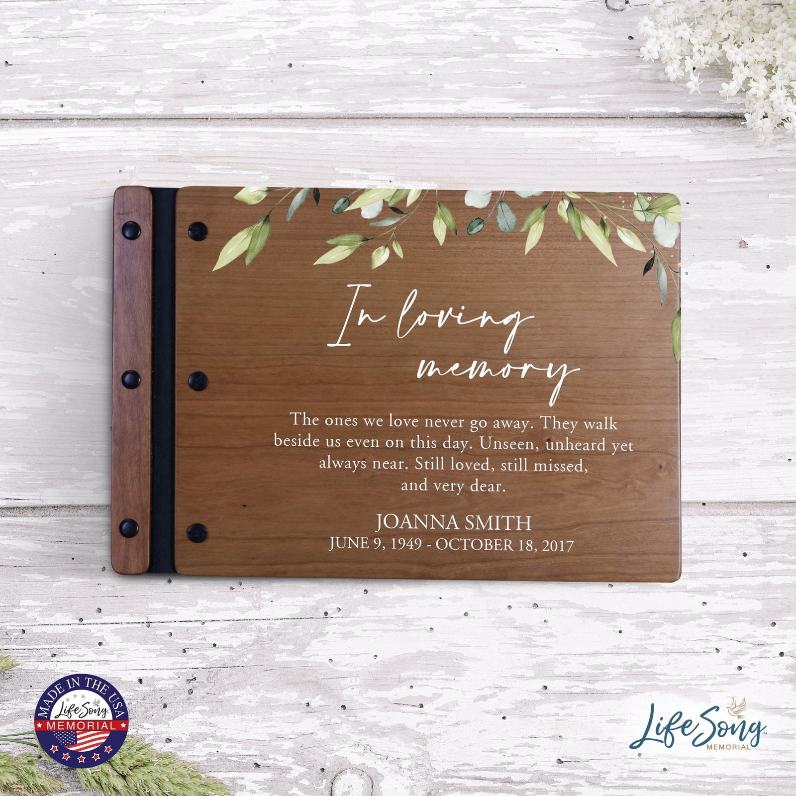 Personalized Medium Wooden Memorial Guestbook 12.375x8.5 - In Loving Memory (Love) - LifeSong Milestones