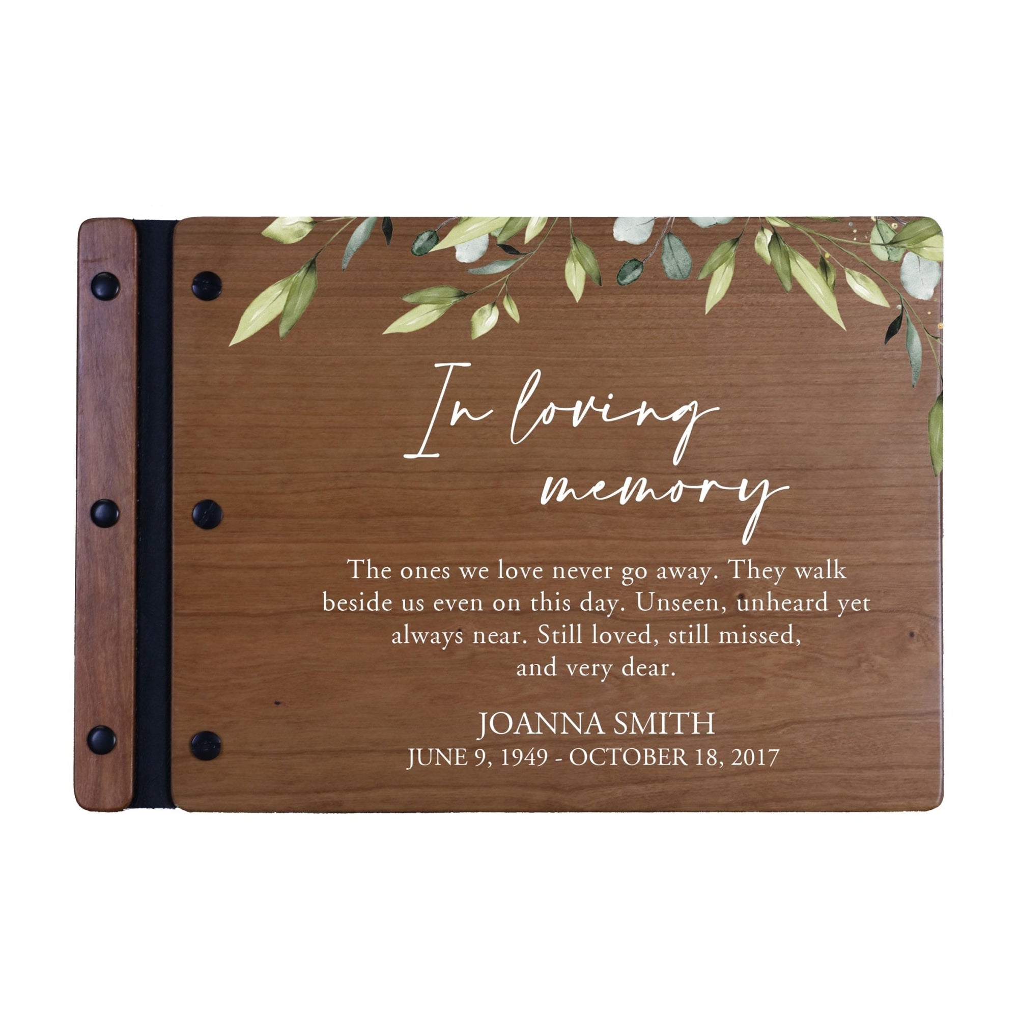 Personalized Medium Wooden Memorial Guestbook 12.375x8.5 - In Loving Memory (Love) - LifeSong Milestones