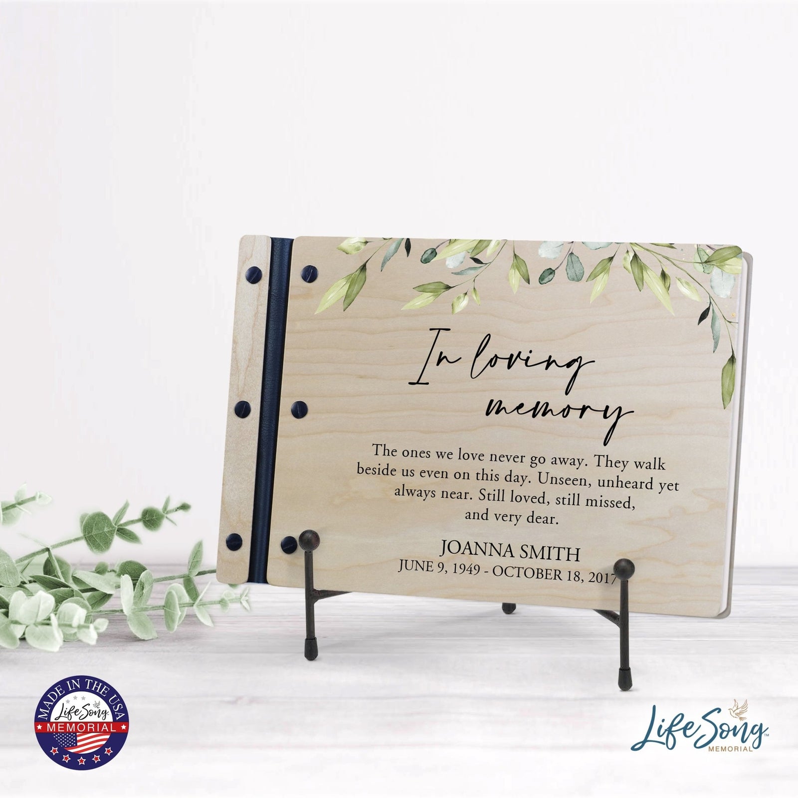 Personalized Medium Wooden Memorial Guestbook 12.375x8.5 - In Loving Memory (Love) - LifeSong Milestones