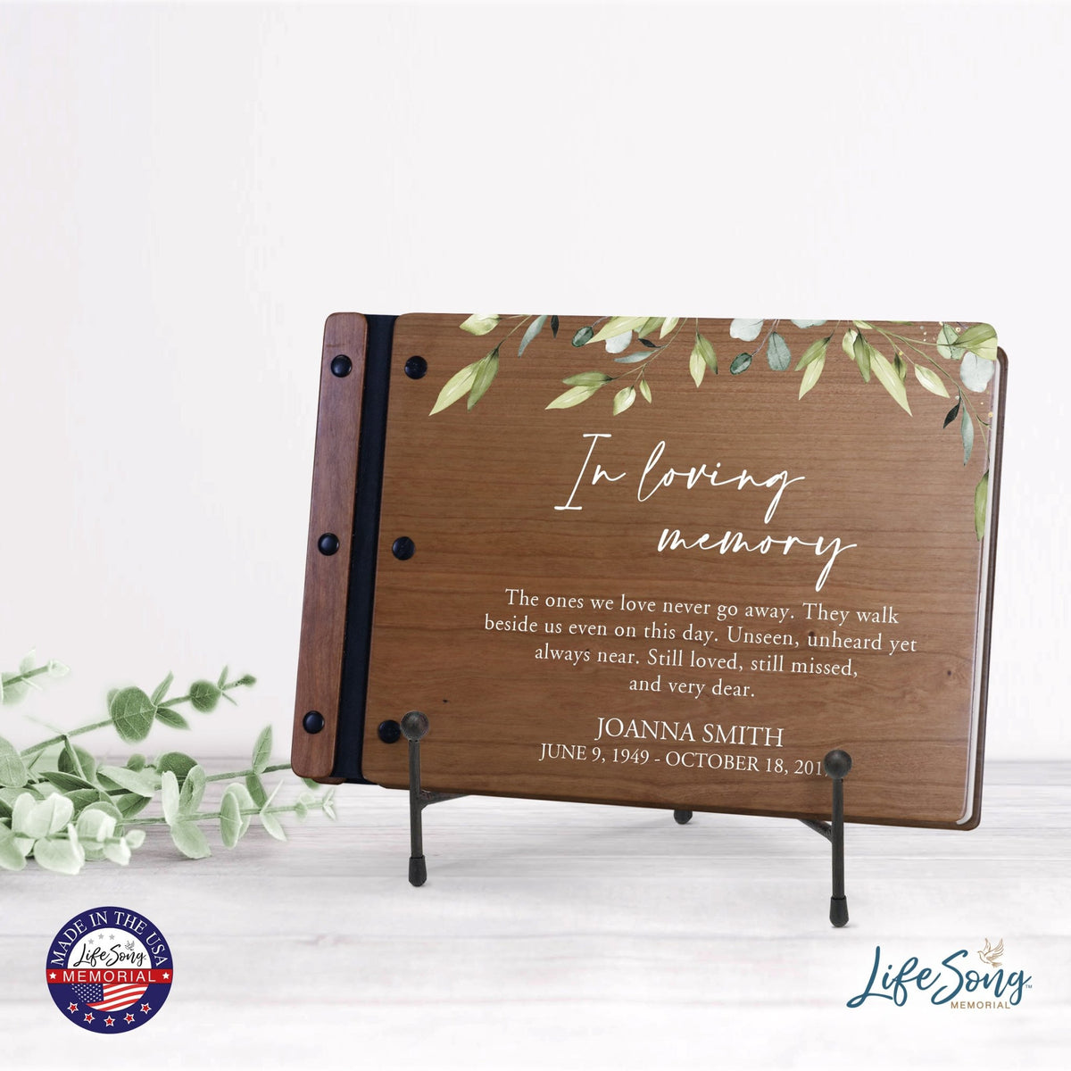 Personalized Medium Wooden Memorial Guestbook 12.375x8.5 - In Loving Memory (Love) - LifeSong Milestones