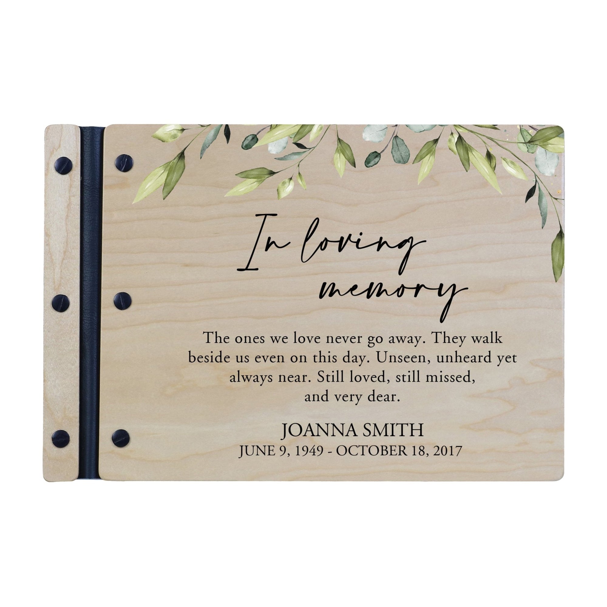 Personalized Medium Wooden Memorial Guestbook 12.375x8.5 - In Loving Memory (Love) - LifeSong Milestones