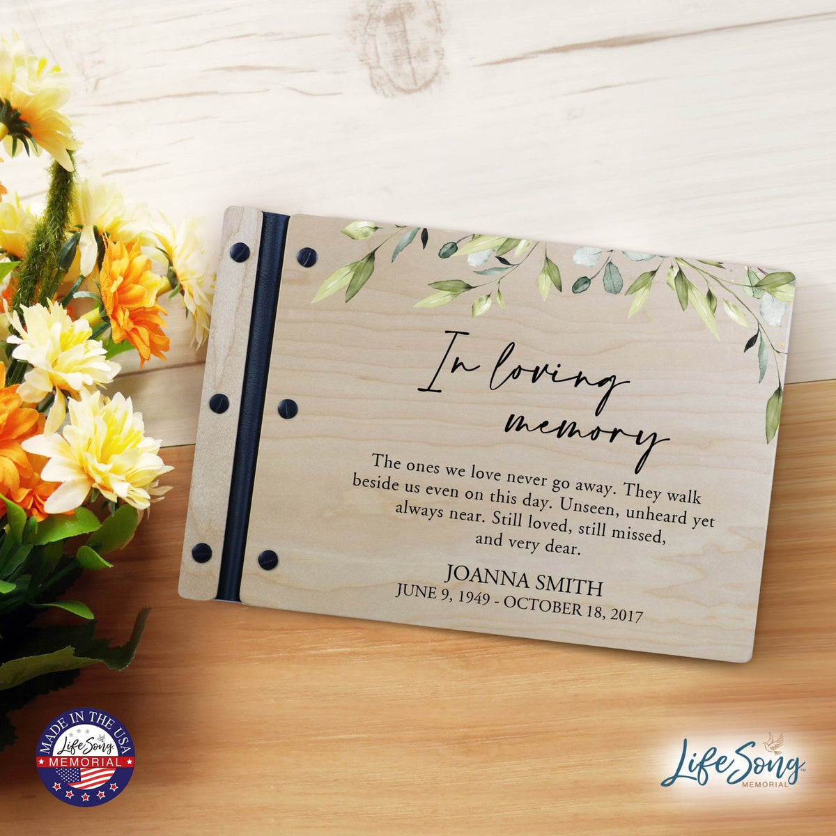 Personalized Medium Wooden Memorial Guestbook 12.375x8.5 - In Loving Memory (Love) - LifeSong Milestones