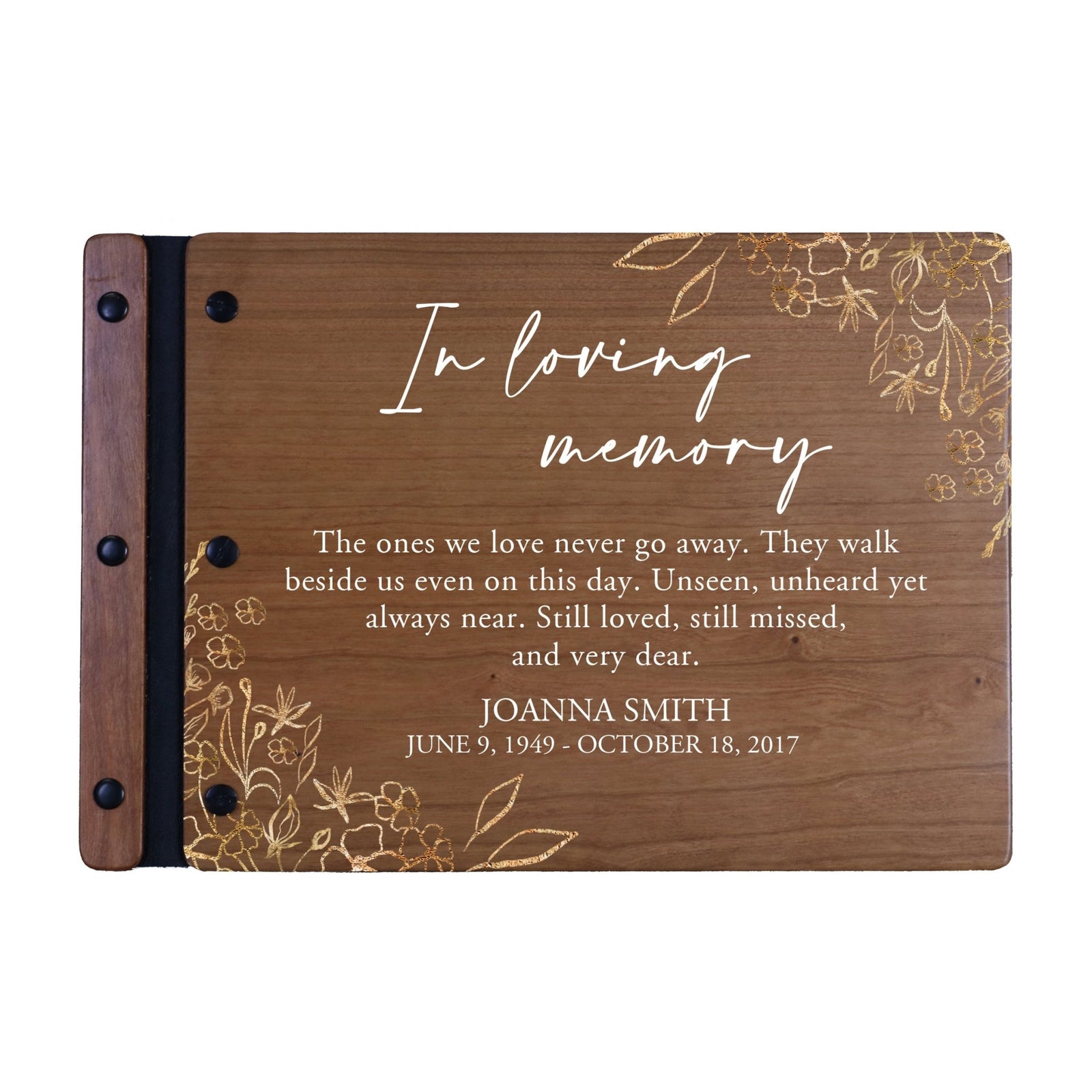 Personalized Medium Wooden Memorial Guestbook 12.375x8.5 - In Loving Memory (Walk) - LifeSong Milestones