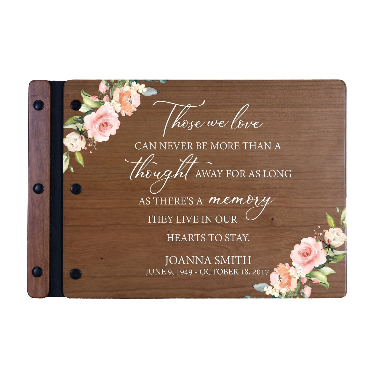 Personalized Medium Wooden Memorial Guestbook 12.375x8.5 - Those We Love (Cherry) - LifeSong Milestones