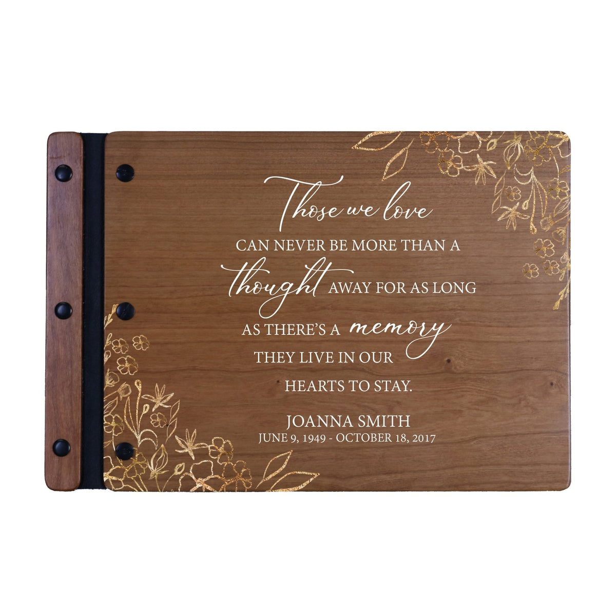 Personalized Medium Wooden Memorial Guestbook 12.375x8.5 - Those We Love (Cherry) - LifeSong Milestones