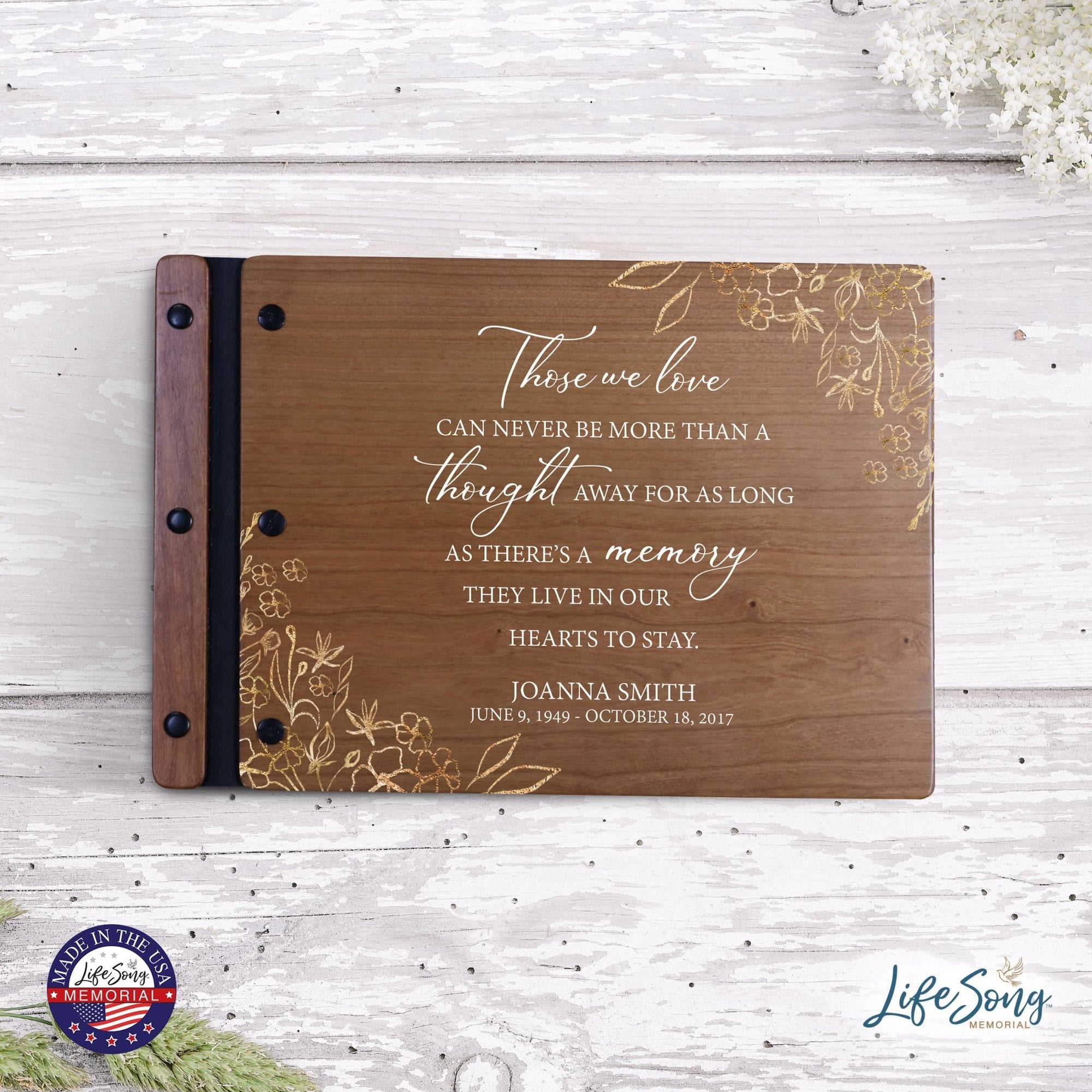 Personalized Medium Wooden Memorial Guestbook 12.375x8.5 - Those We Love (Cherry) - LifeSong Milestones