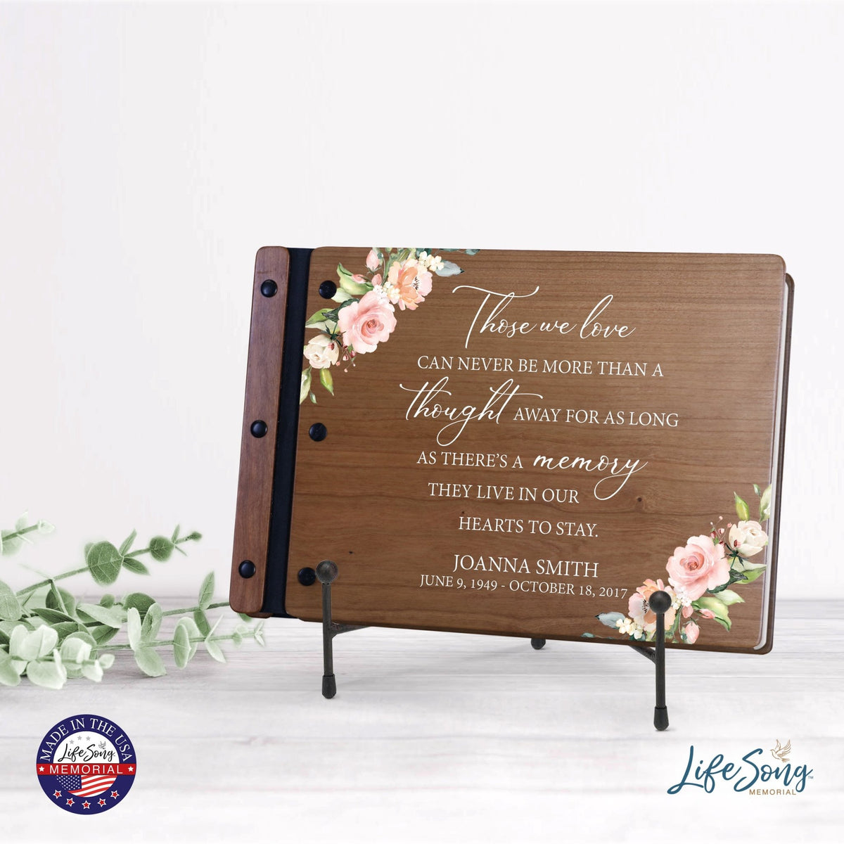 Personalized Medium Wooden Memorial Guestbook 12.375x8.5 - Those We Love (Cherry) - LifeSong Milestones