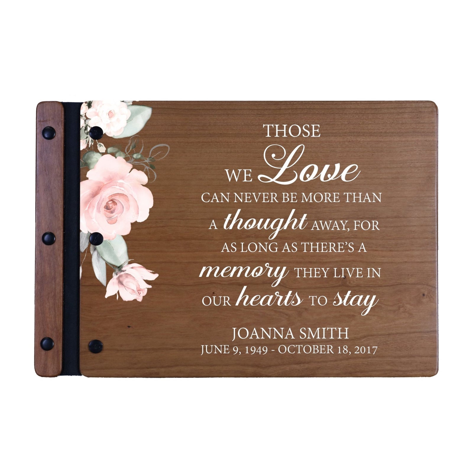 Personalized Medium Wooden Memorial Guestbook 12.375x8.5 - Those We Love (Cherry) - LifeSong Milestones