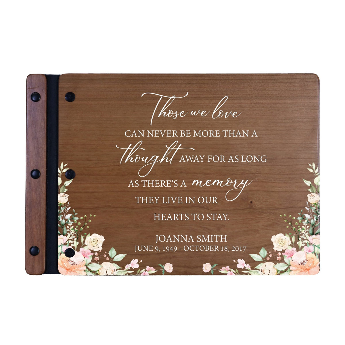 Personalized Medium Wooden Memorial Guestbook 12.375x8.5 - Those We Love (Cherry) - LifeSong Milestones