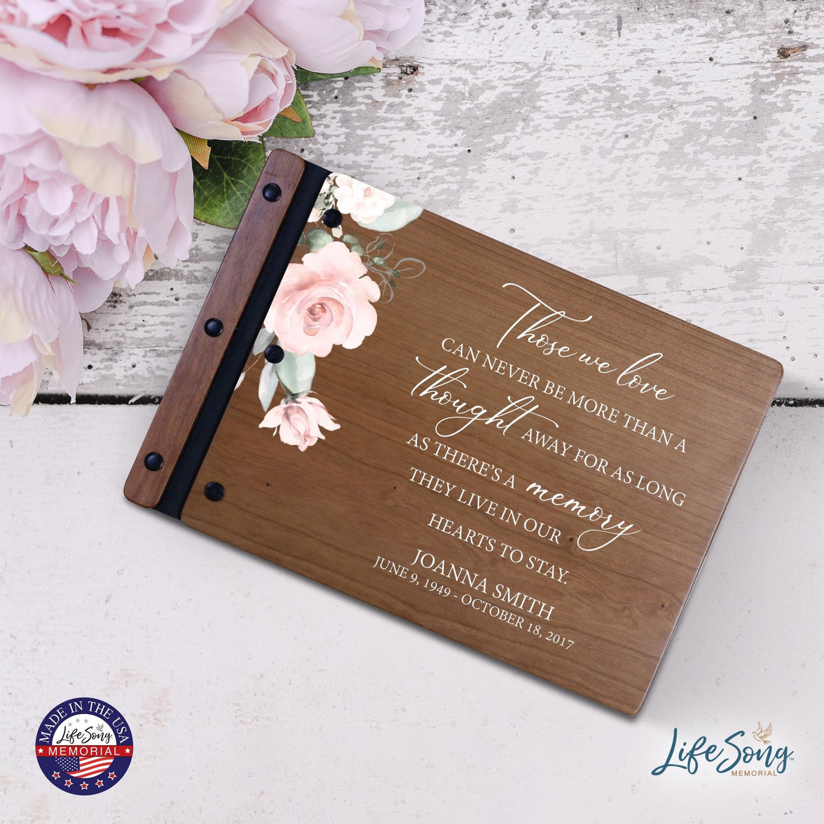 Personalized Medium Wooden Memorial Guestbook 12.375x8.5 - Those We Love (Cherry) - LifeSong Milestones