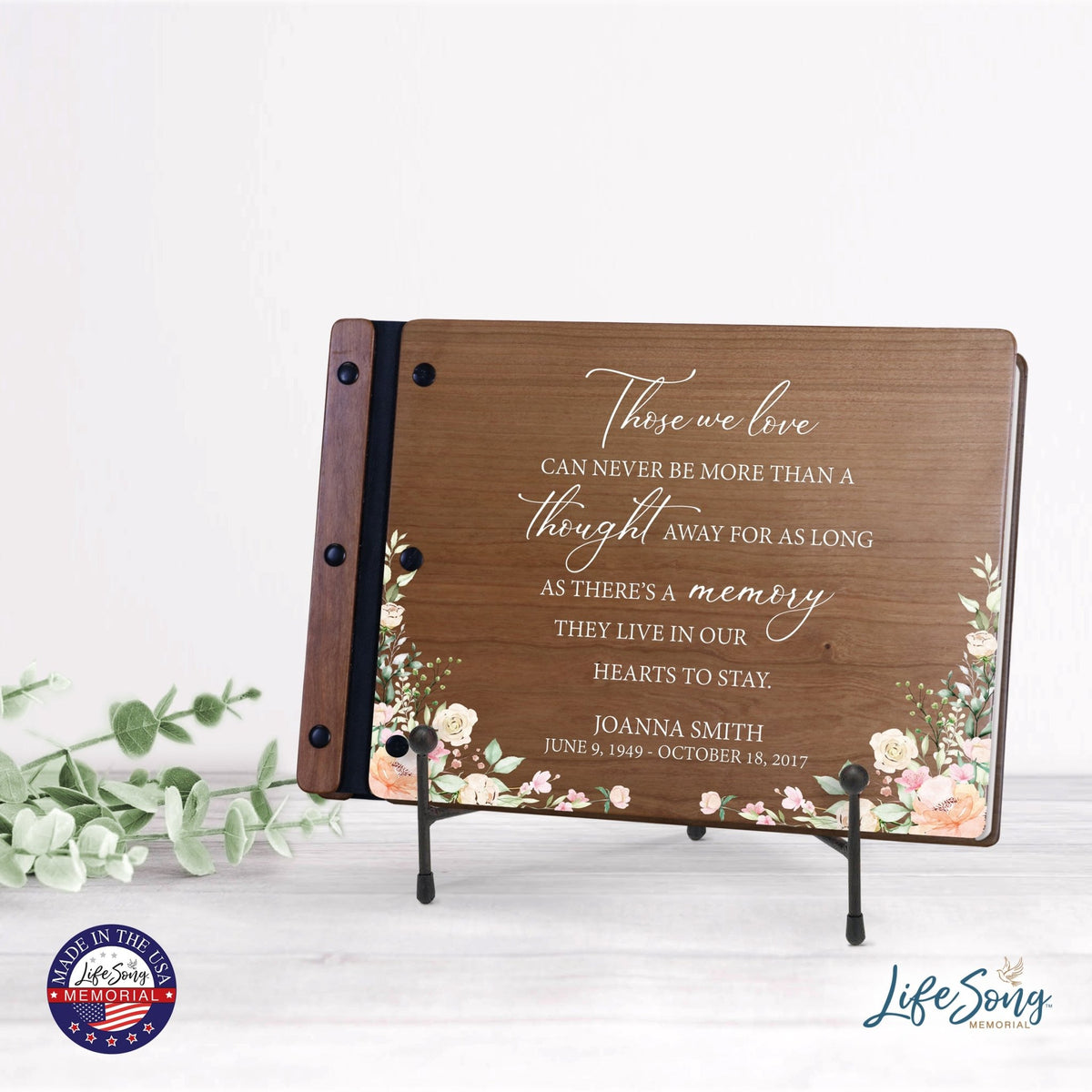 Personalized Medium Wooden Memorial Guestbook 12.375x8.5 - Those We Love (Cherry) - LifeSong Milestones