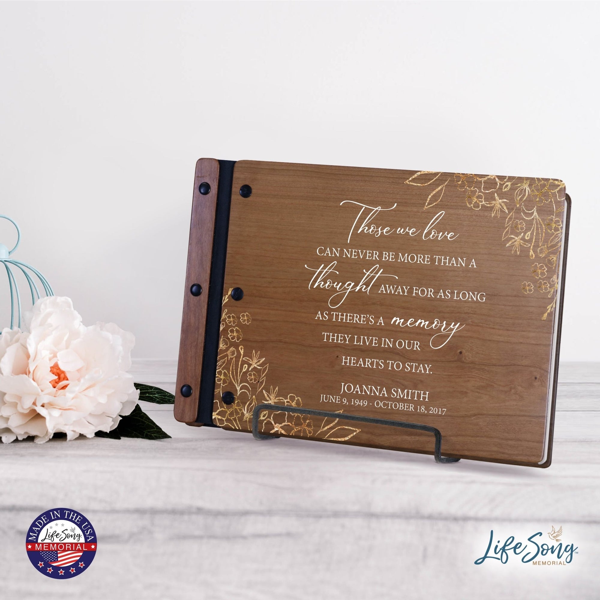 Personalized Medium Wooden Memorial Guestbook 12.375x8.5 - Those We Love (Cherry) - LifeSong Milestones