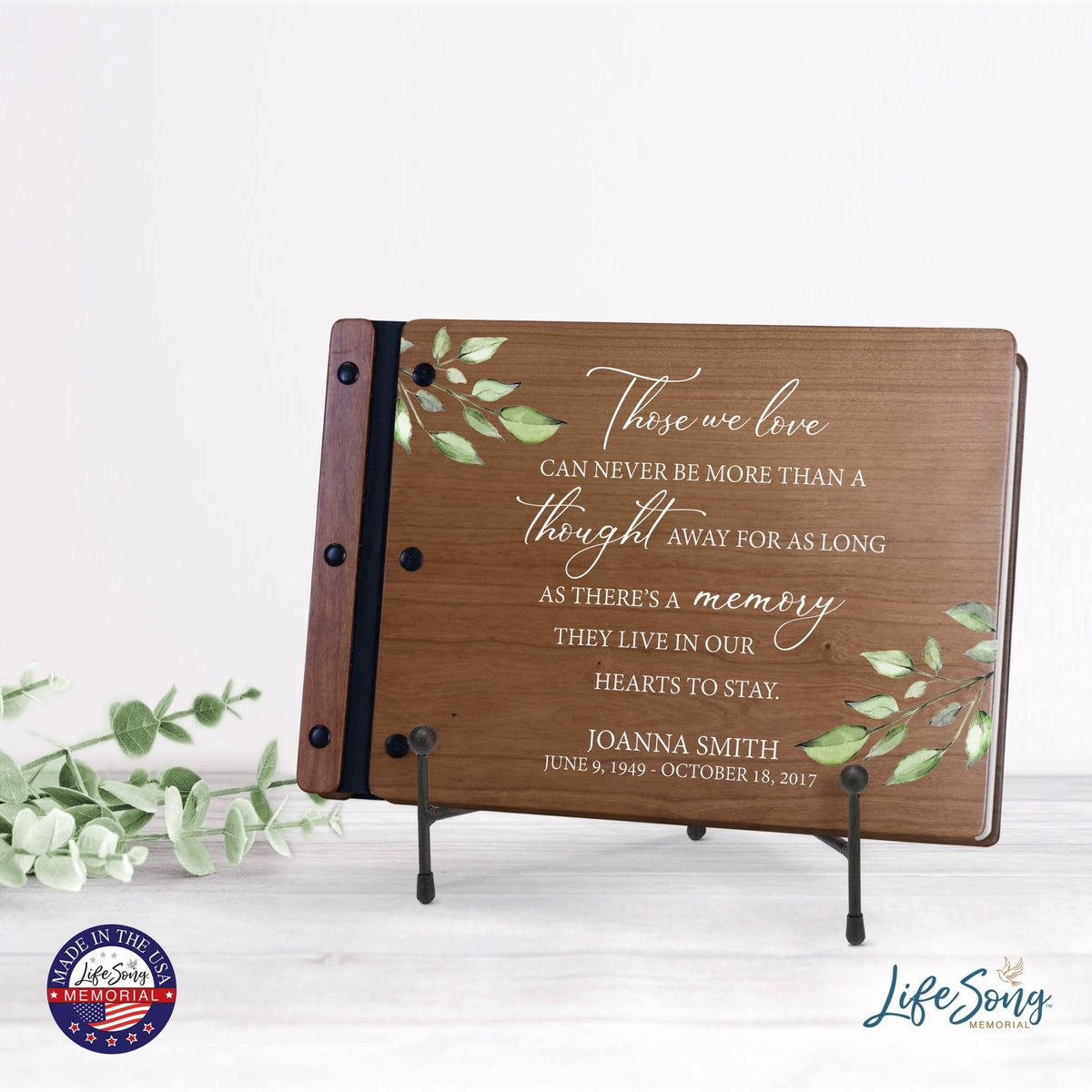 Personalized Medium Wooden Memorial Guestbook 12.375x8.5 - Those We Love (Cherry) - LifeSong Milestones