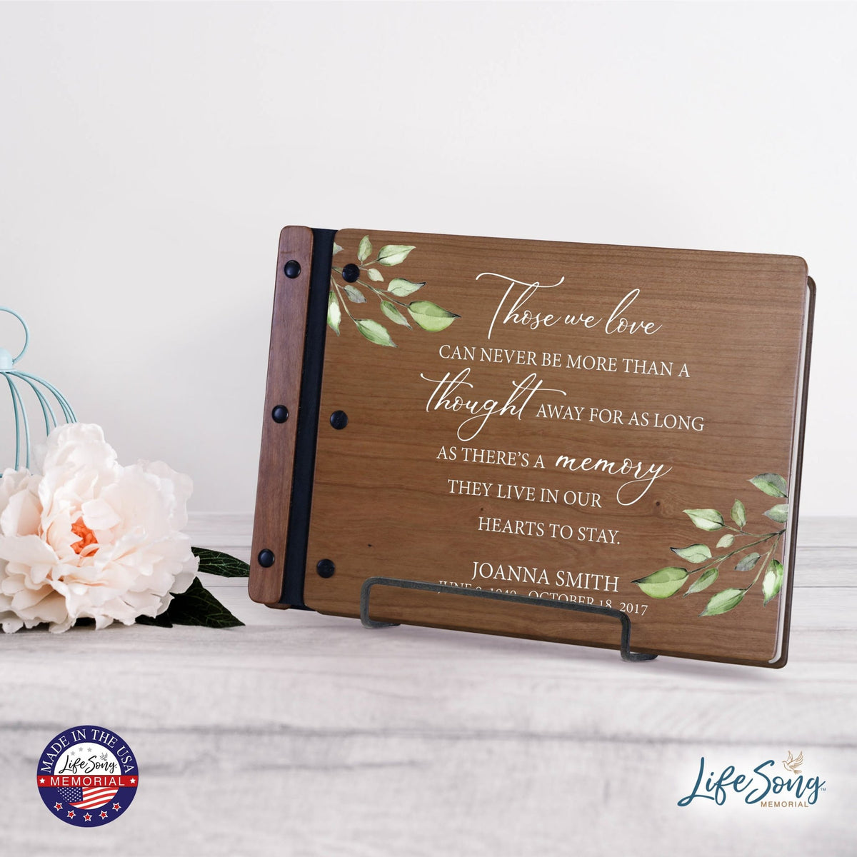 Personalized Medium Wooden Memorial Guestbook 12.375x8.5 - Those We Love (Cherry) - LifeSong Milestones