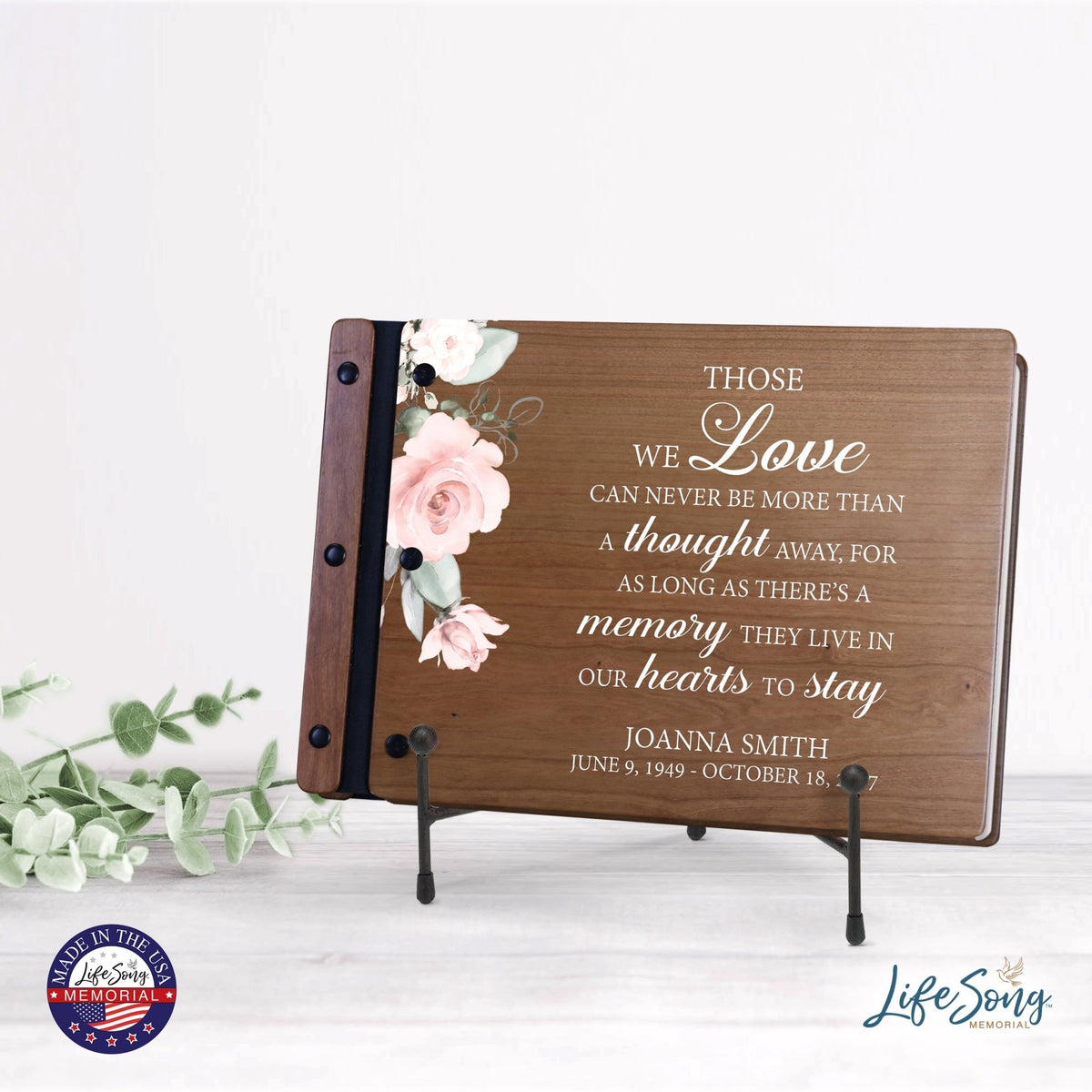 Personalized Medium Wooden Memorial Guestbook 12.375x8.5 - Those We Love (Cherry) - LifeSong Milestones