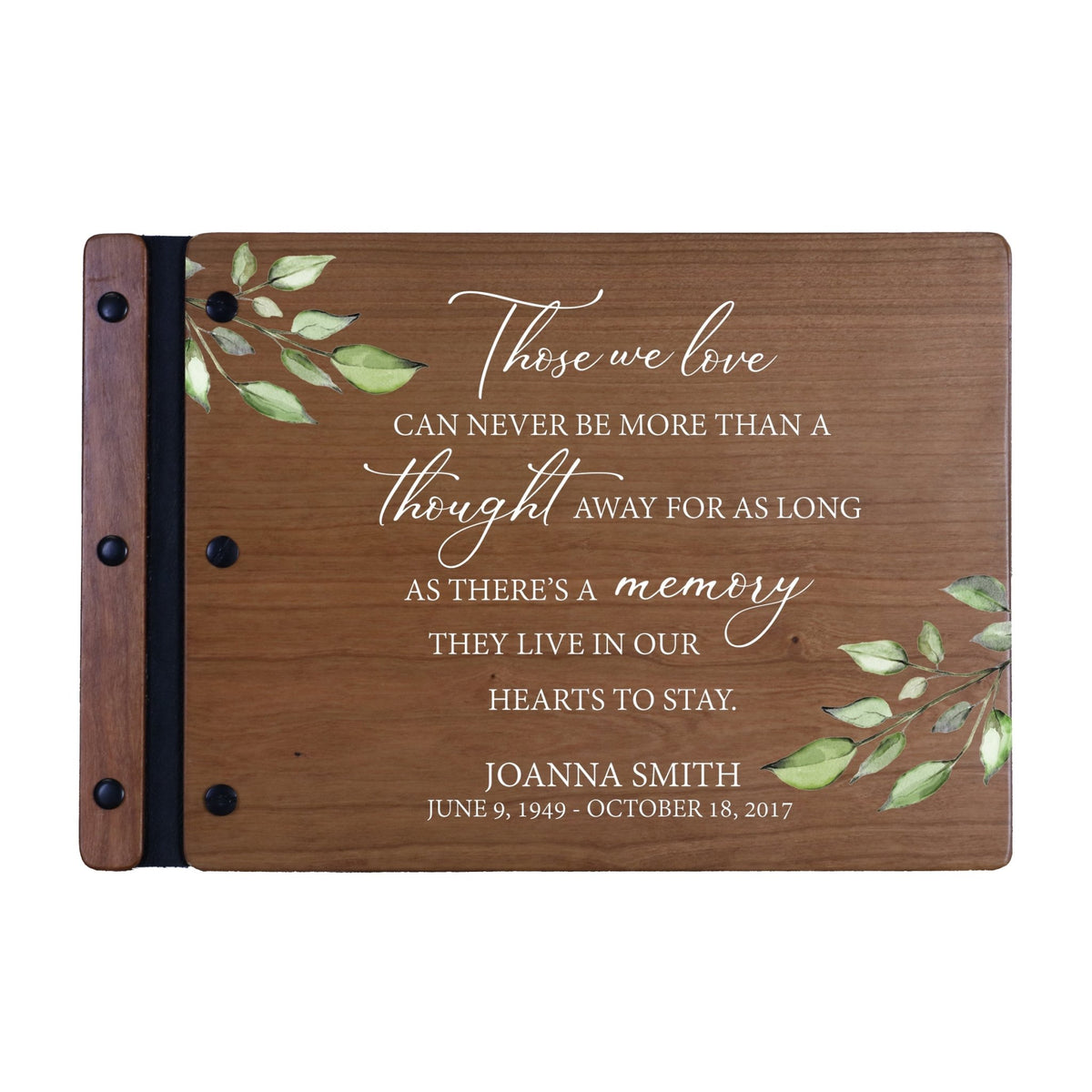 Personalized Medium Wooden Memorial Guestbook 12.375x8.5 - Those We Love (Cherry) - LifeSong Milestones