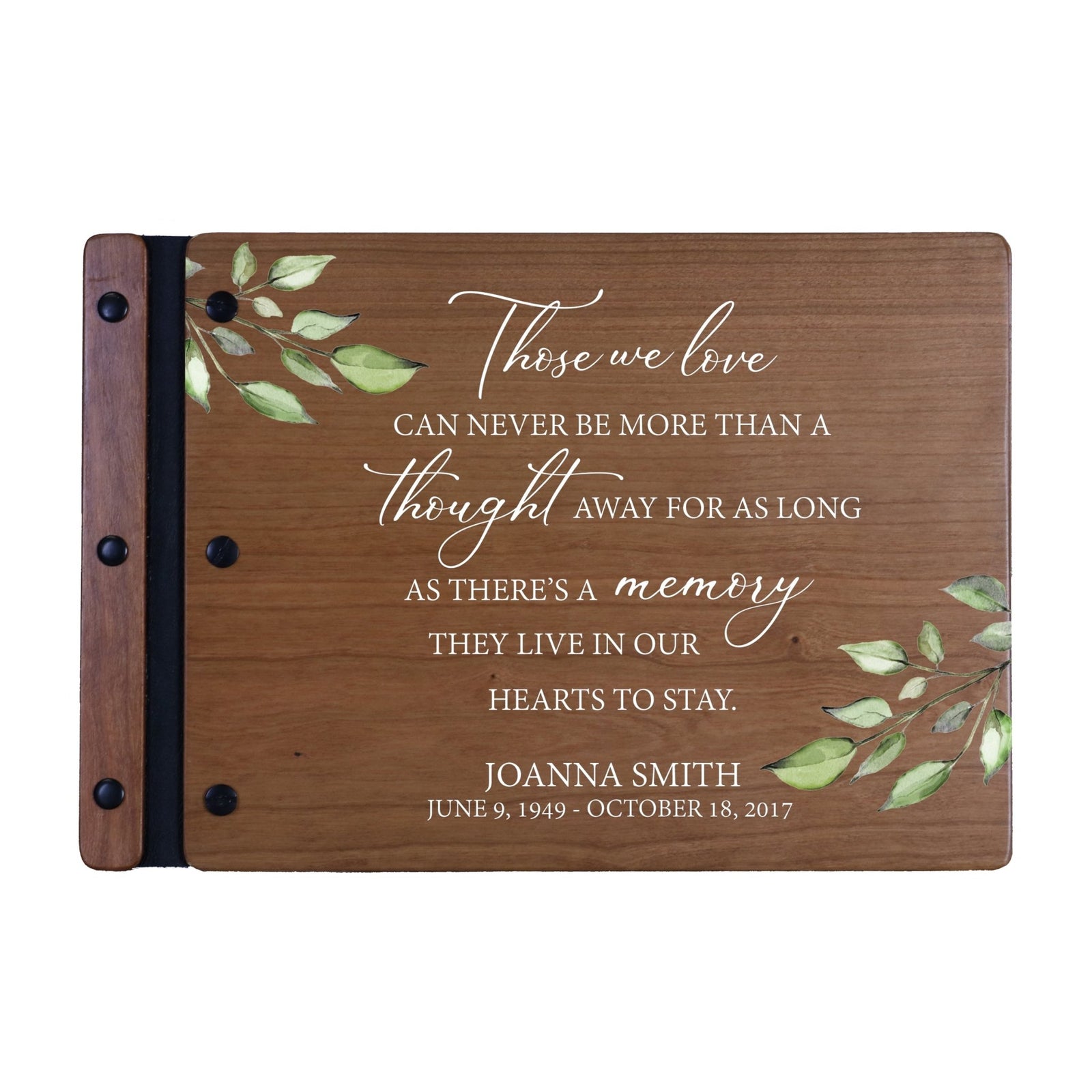 Personalized Medium Wooden Memorial Guestbook 12.375x8.5 - Those We Love (Cherry) - LifeSong Milestones