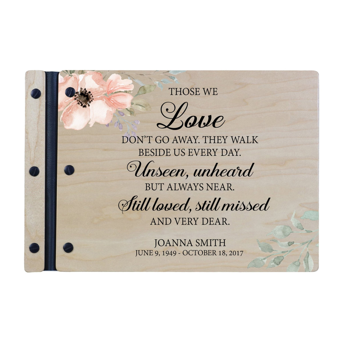 Personalized Medium Wooden Memorial Guestbook 12.375x8.5 - Those We Love (Ivory) - LifeSong Milestones